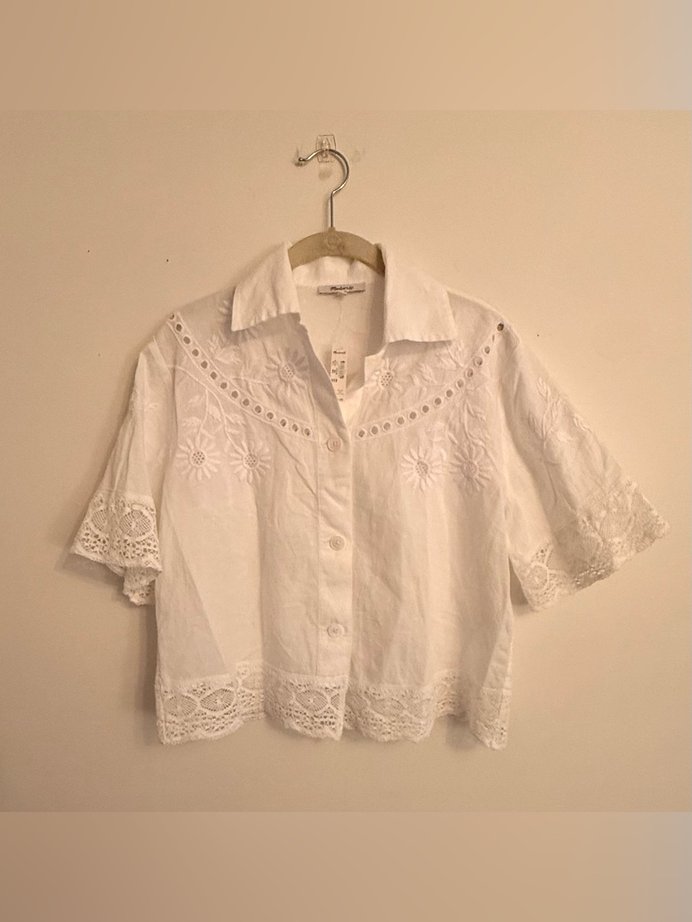 NWT Madewell Embroidered Lace Button-Up Shirt - Picture 7 of 9
